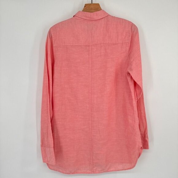 J. Crew Womens Coral Button-Up Shirt top tunic  Size 8 Linen Blend long sleeve - Picture 11 of 12